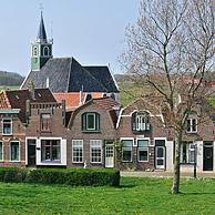 The Sailor church and traditional houses in the village Oudeschild, Texel, the Netherlands